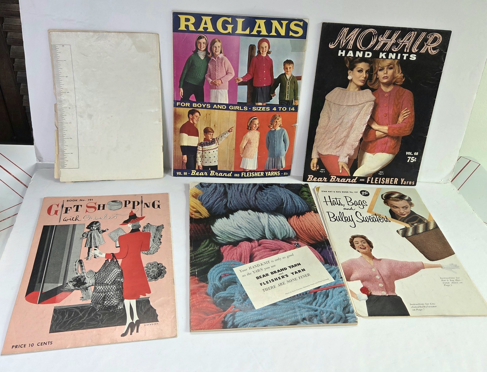 6 Crocheting/Knitting Pattern Vintage DIY Magazines 1940s-50s-60s Vogue Fashion