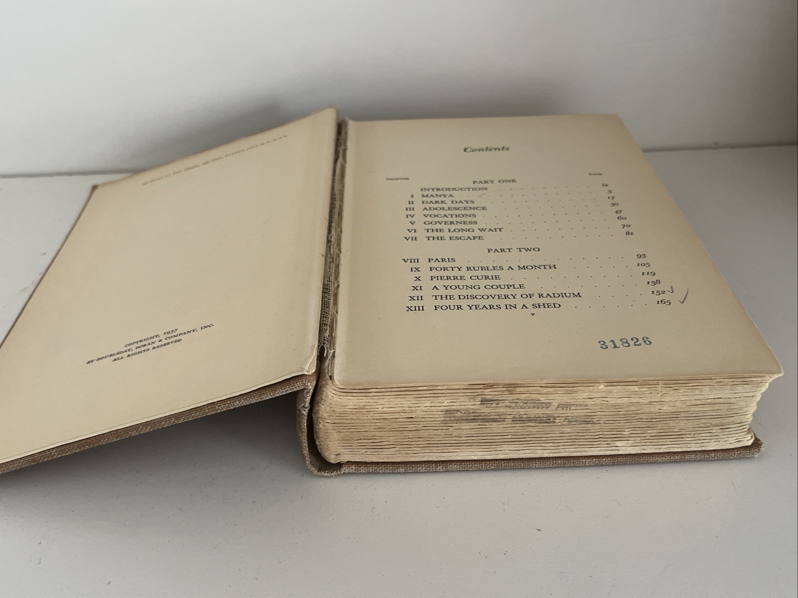Vtg 1938 Madame Curie – A Biography by Eve Curie – Hardcover Book