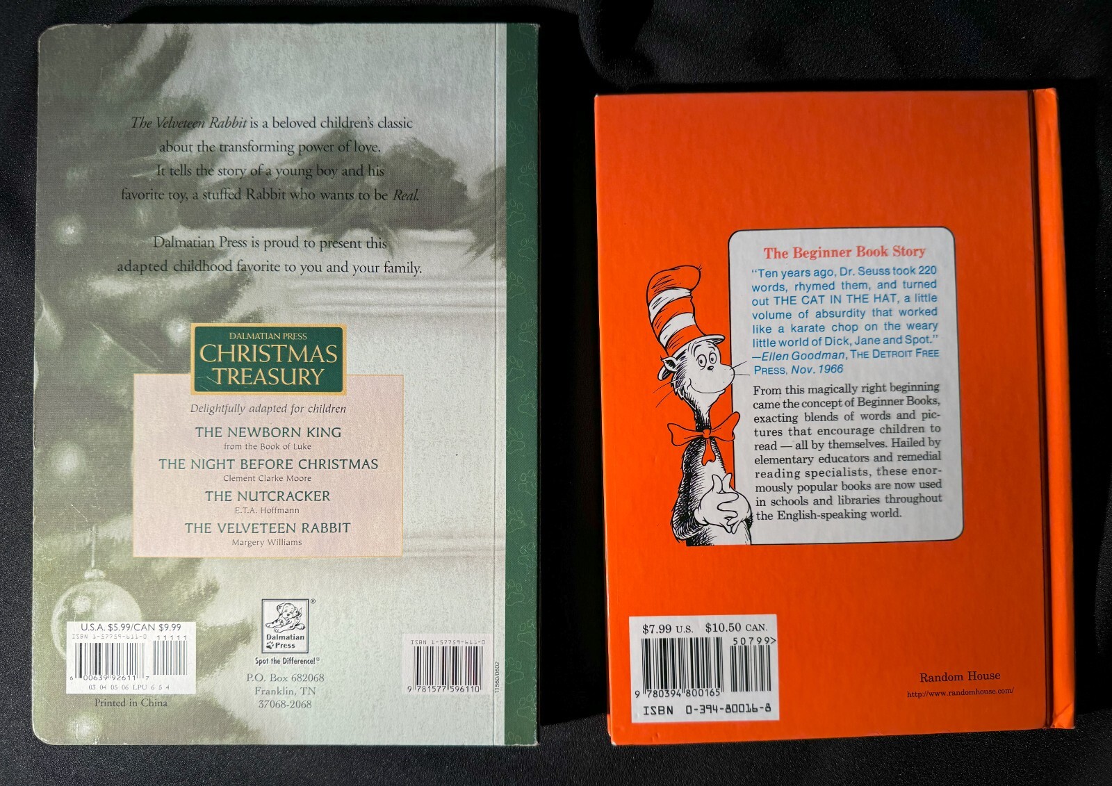 Lot of 2: The Velveteen Rabbit 2002 Board Book & Green Eggs and Ham 1988 HC – VG