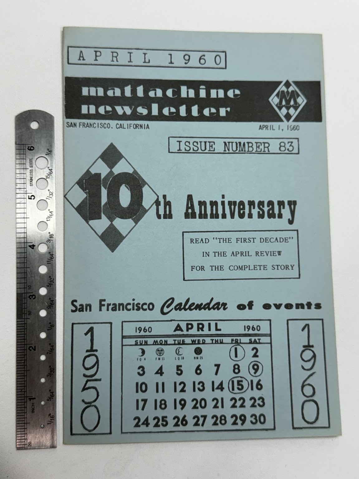Mattachine Newsletter Issue 83 April 1960 10th Anniversary LGBTQ+ History