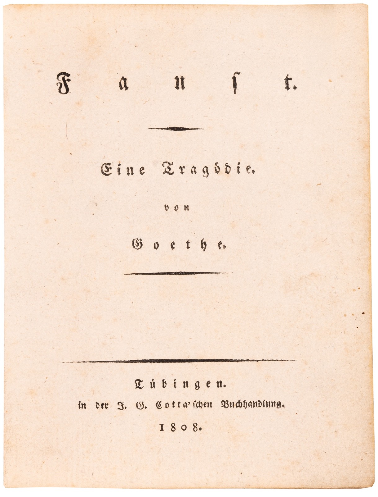 Goethe / First edition of Faust I 1808 Original Striped Boards Royal Provenance