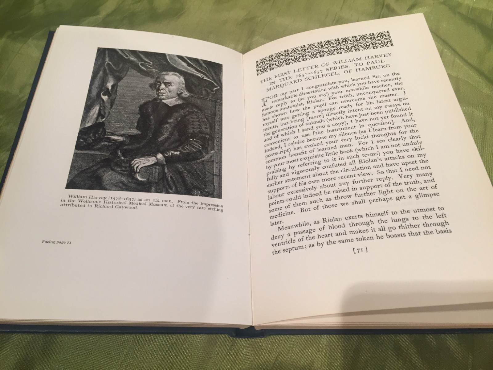THE CIRCULATION OF THE BLOOD William Harvey BLACKWELL SCIENTIFIC 1958 HB