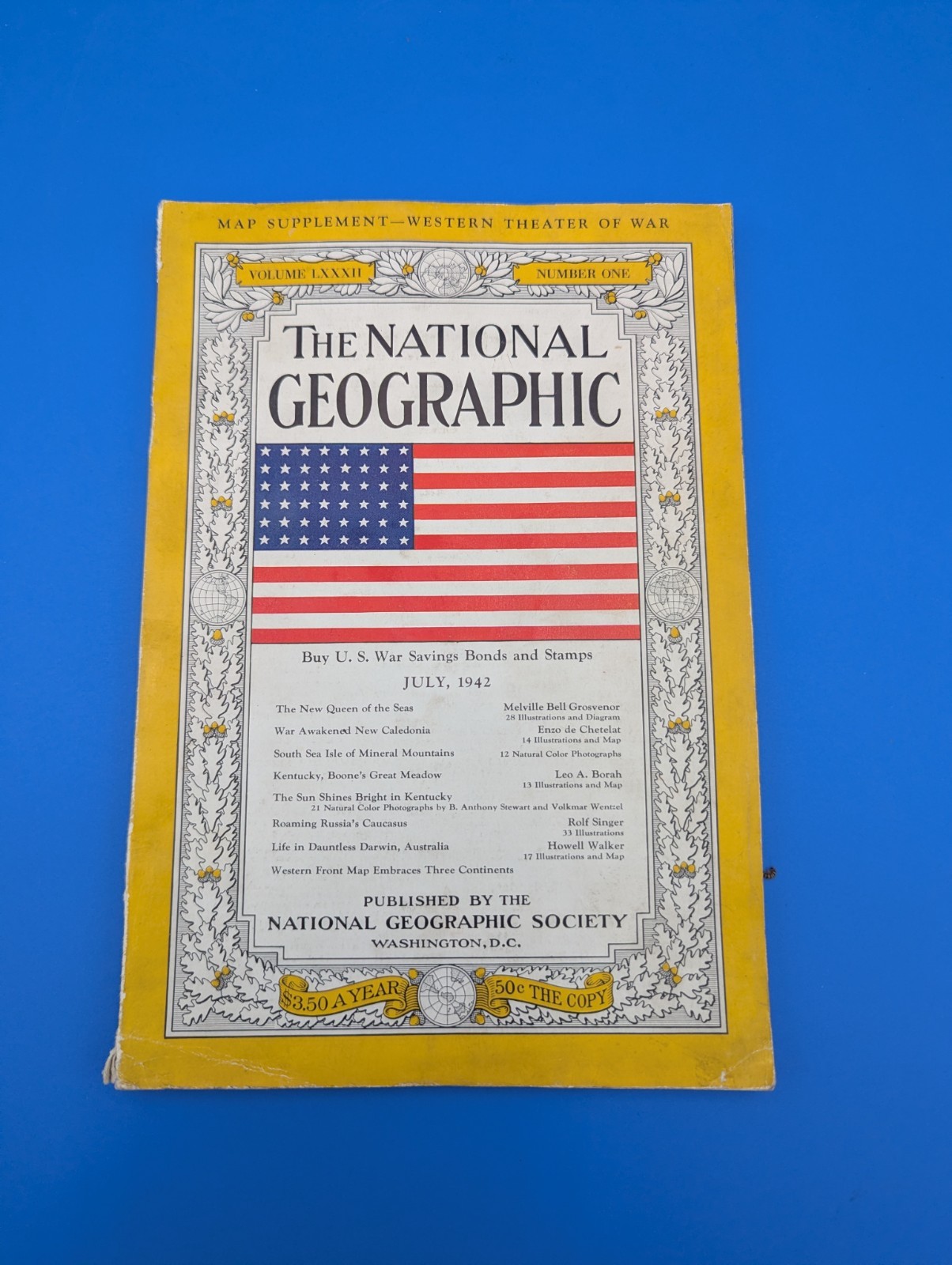 NATIONAL GEOGRAPHIC MAGAZINE, July 1942, Kentucky, WWII Vintage