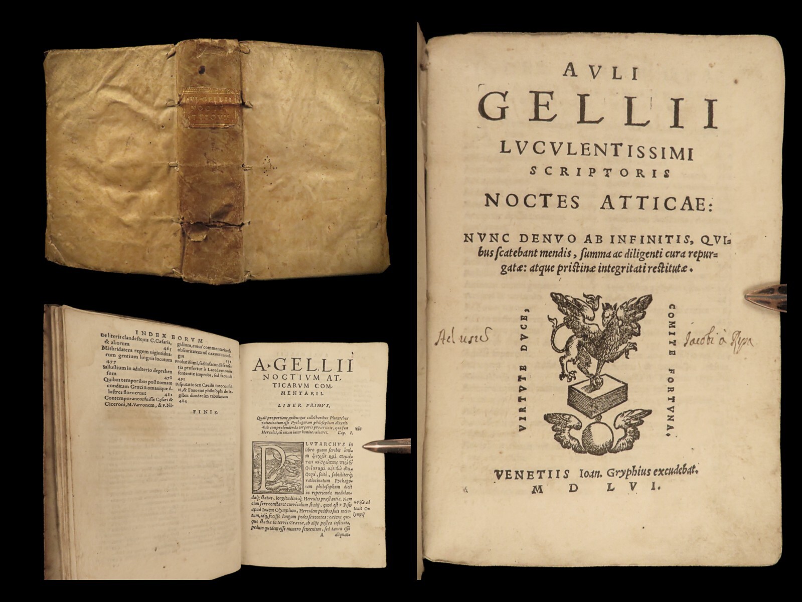 1556 Greek Attic Nights Noctes Atticae ROME Philosophy Aulus Gellius GREECE