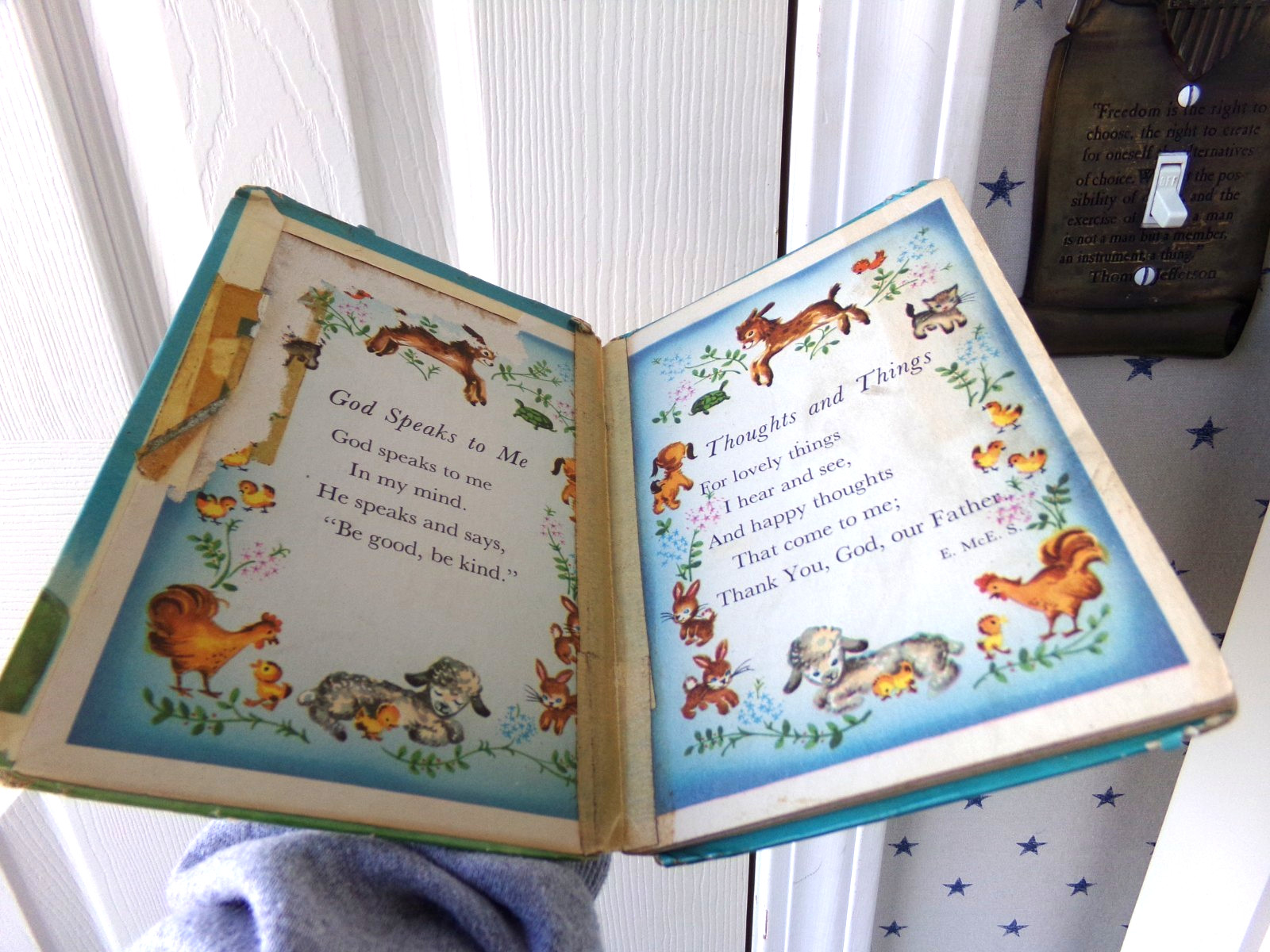FLAWS Rand McNally Prayers For Little Children Vtg Hardcover Christian Book 1949