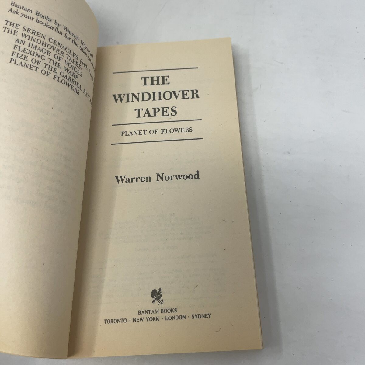 The Windhover Tapes by Warren Norwood PB First Edition Like New 1984