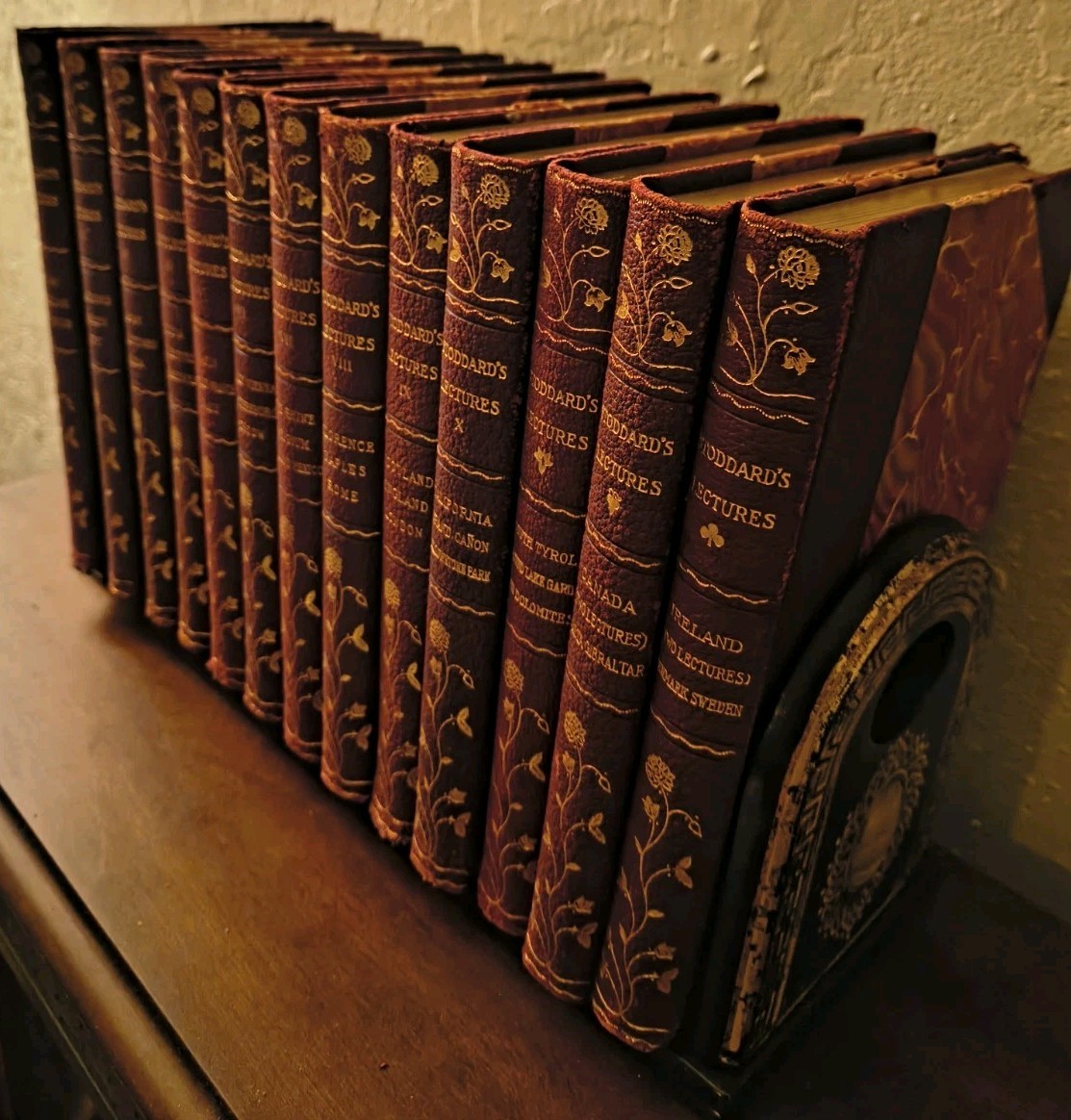 Antique John L. Stoddard’s Lectures 13 Vol Set 1897 Gilt Travel Books