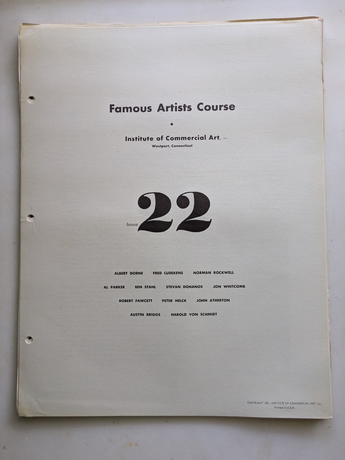 1951 Famous Artists Course Lesson 22 – 34 pages – Decent – Rockwell