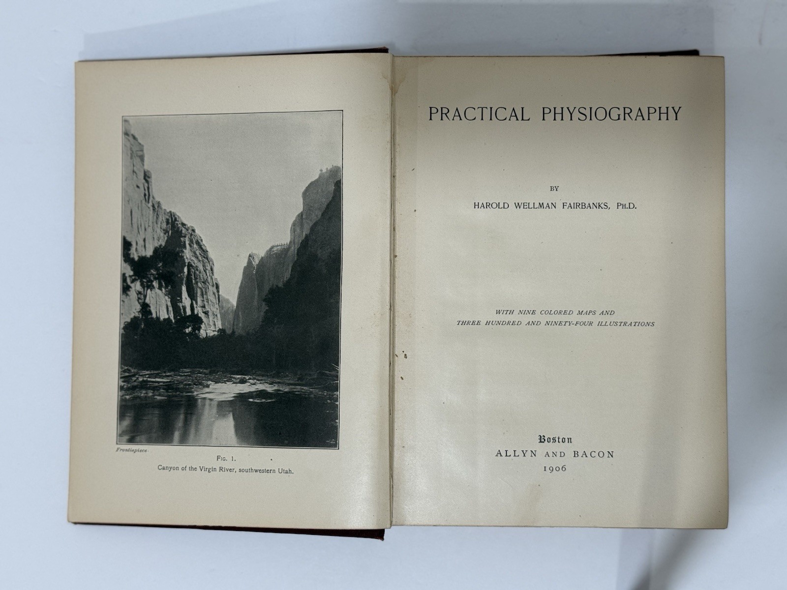 Practical Physiography 1906 Harold Wellman Fairbanks HC Illustrated Inscribed