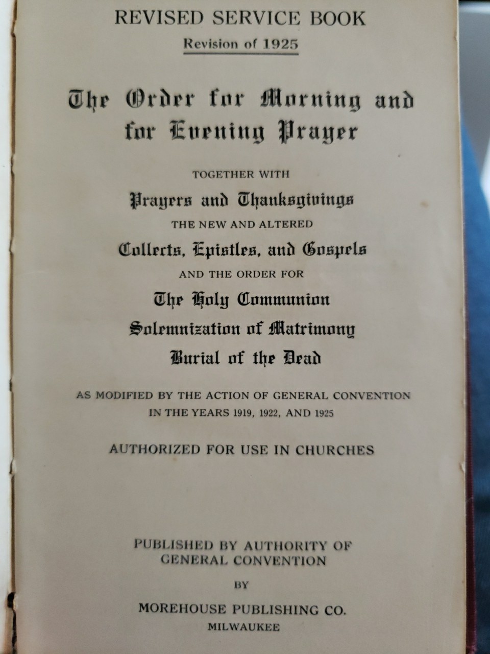 Episcopal Revised Service Book Edition A 1925 Christ Church Allentown NJ