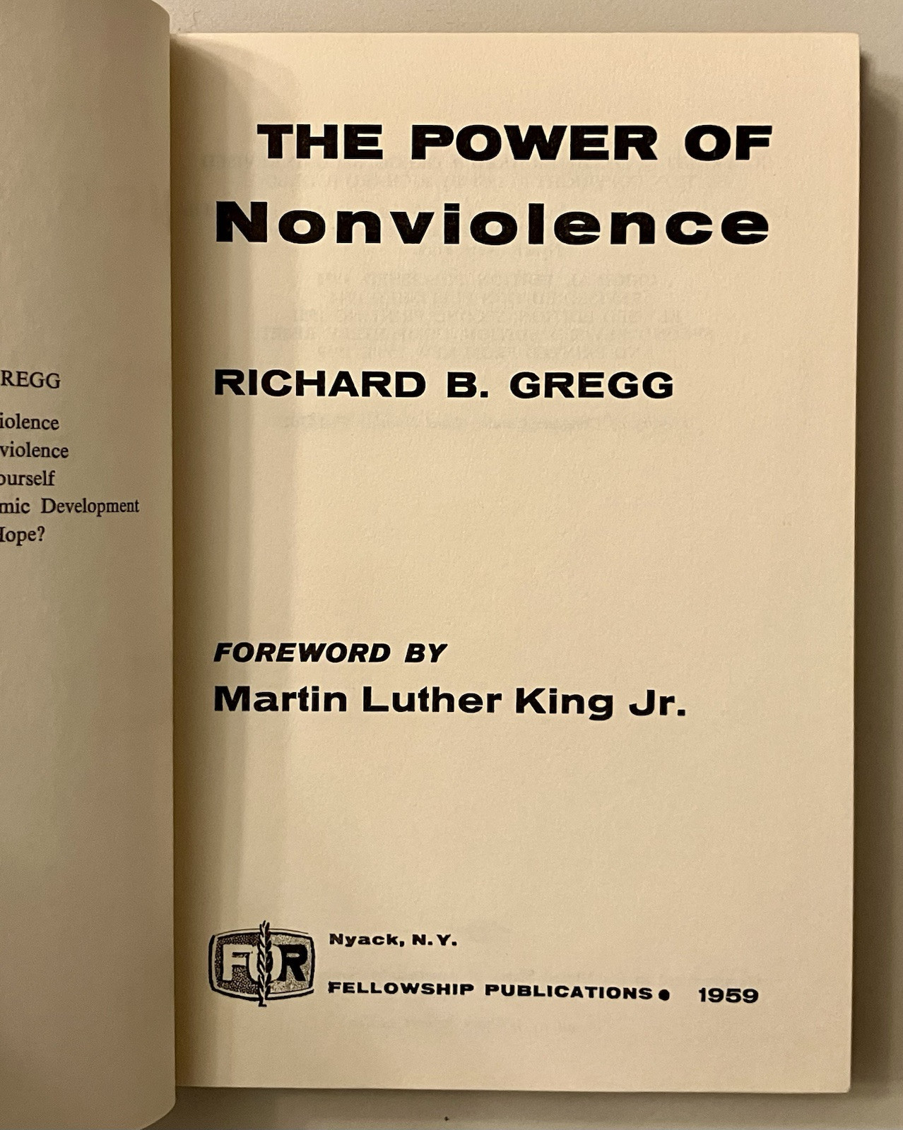 Richard Gregg, Power of Nonviolence, Martin Luther King intro, 1959, MLK Jr rare