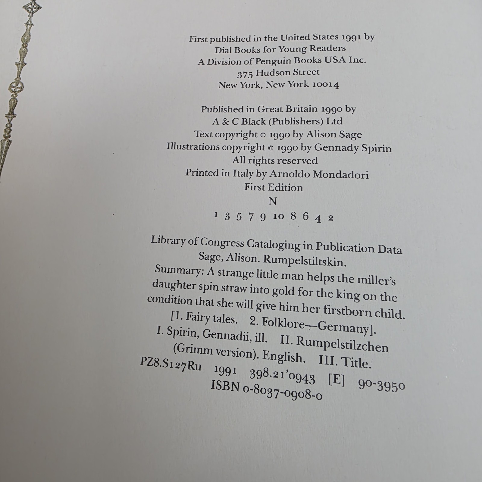 Brothers GRIMM, Gennady Spirin / Rumpelstiltskin 1st Edition 1991