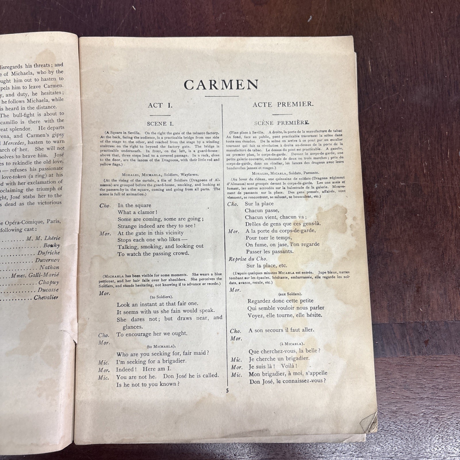 Grand Opera Librettos ~ CARMEN by Bizet ~French & English Text ~Oliver Ditson Co