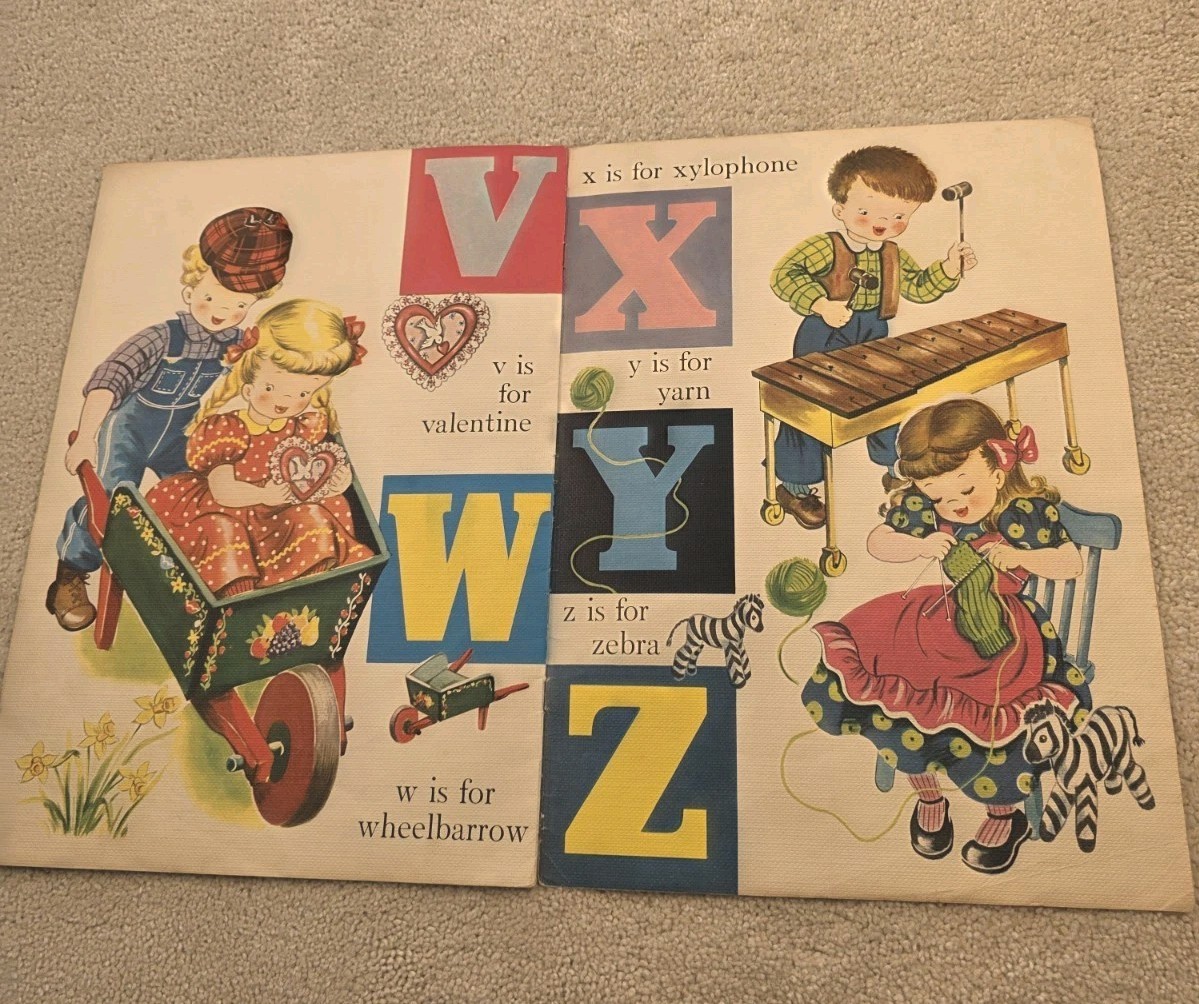 Vintage ABC Children’s Picture Book 1959 Merrill Co. Beautiful Illustrations