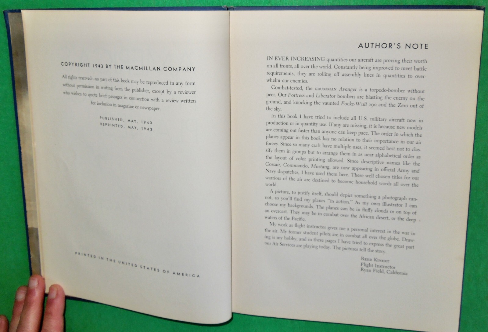 WW2 1943 Planes in Action by Reed Kinert & 1942 Wings for America by T. Penfield