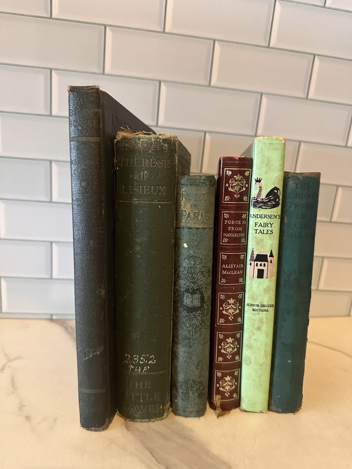 Antique Vintage Hardcover Books Lot of 6 Green/ RedShades Staging Decor