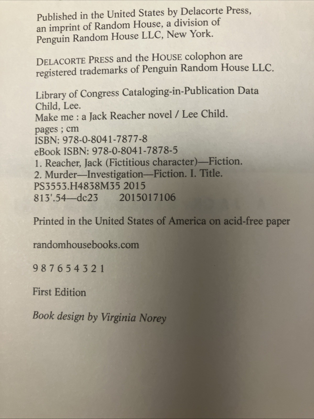 Make Me Lee Child Signed First Edition HC Like New