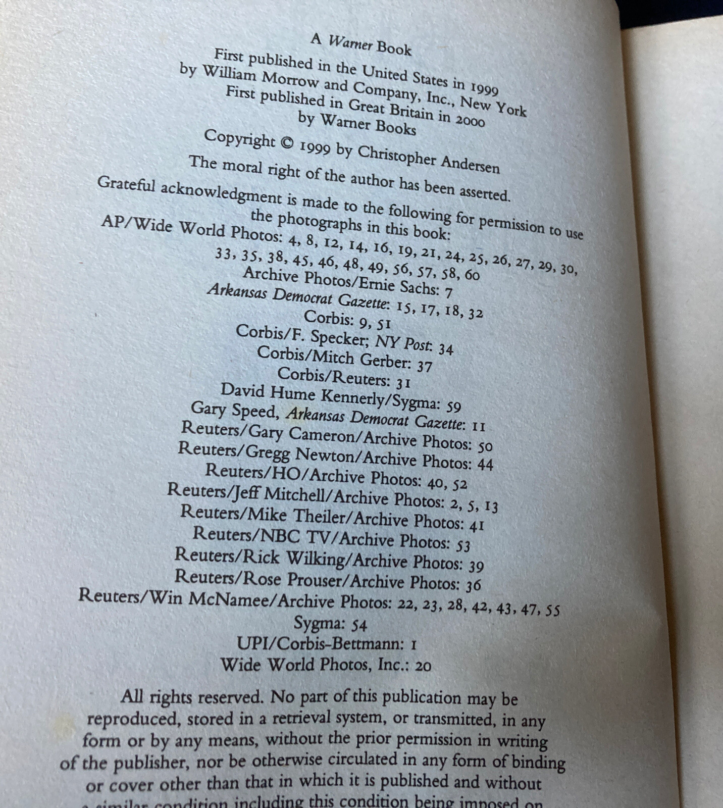 First UK Paperback Edition, ‘Bill And Hilary’ By Christopher Andersen