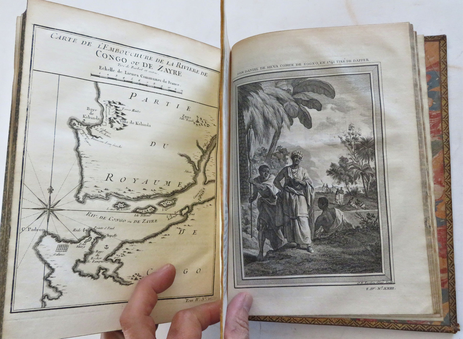 West Africa Ivory Coast Exploration History Voyages 1747 leather book 35 plates