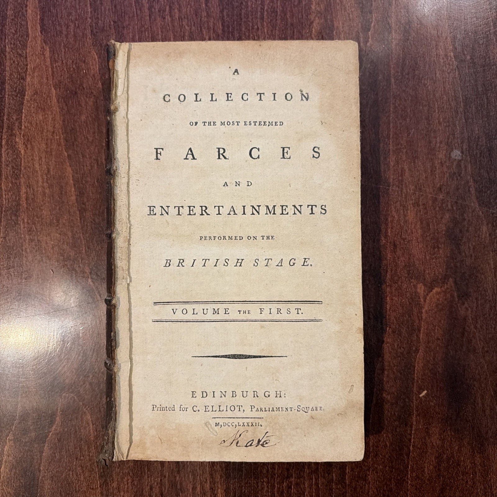 1782 FARCES PLAYS Edinburgh Scotland DAVID GARRICK Henry Fielding SHAKESPEARE