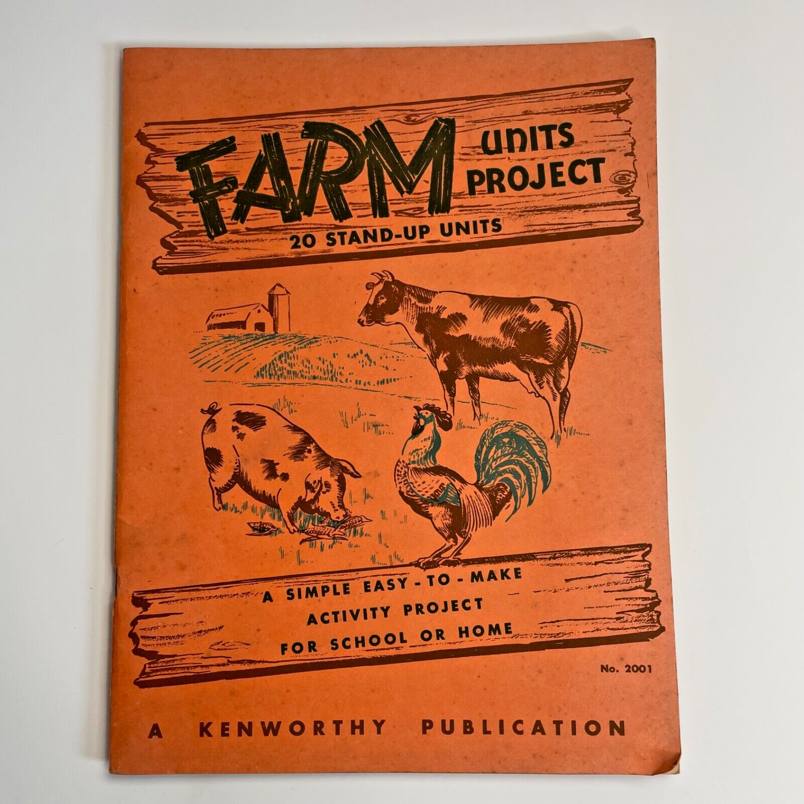 Vintage 1959 Farm Unit Project Stand Up Book Paper 20 Assorted Doll & Animals