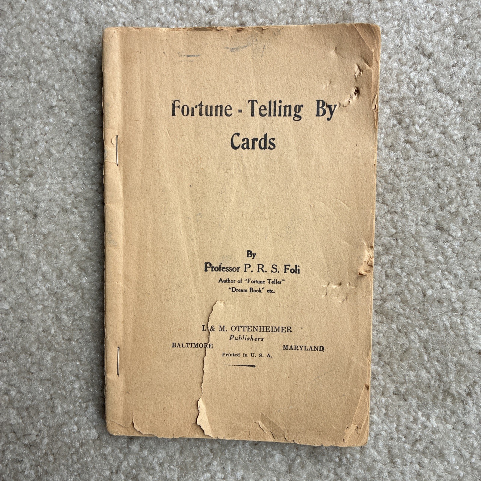 Fortune Telling by Cards Prof P.R.S. Foli Antique Book Ottenheimer Baltimore MD