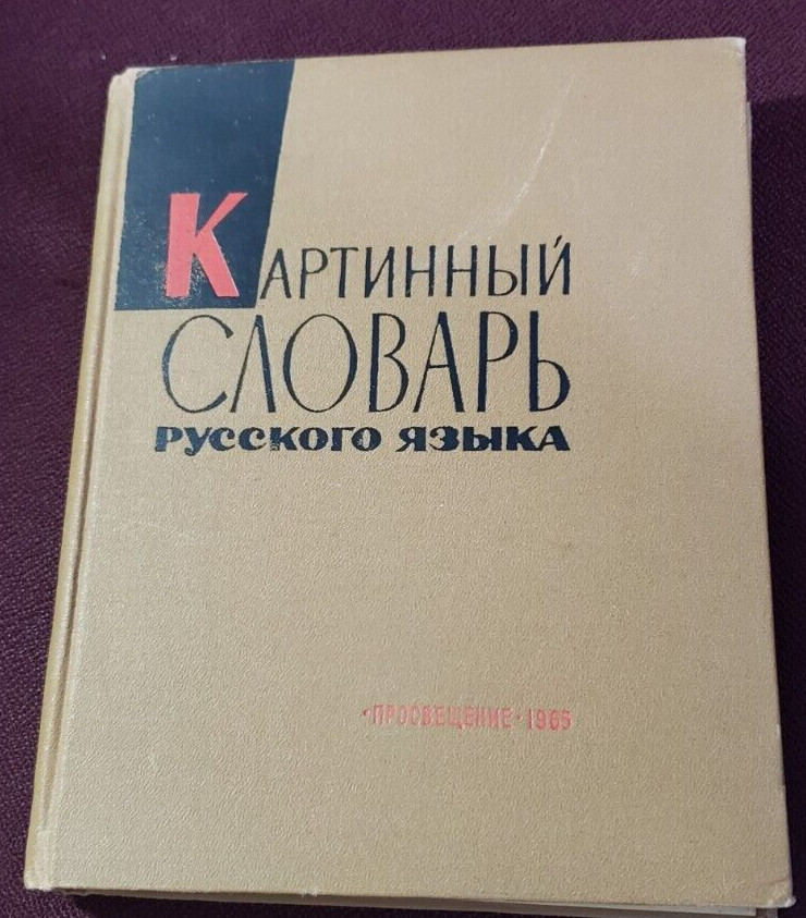 Russian English Spanish Dictionary Illustrated Art 1965 USSR