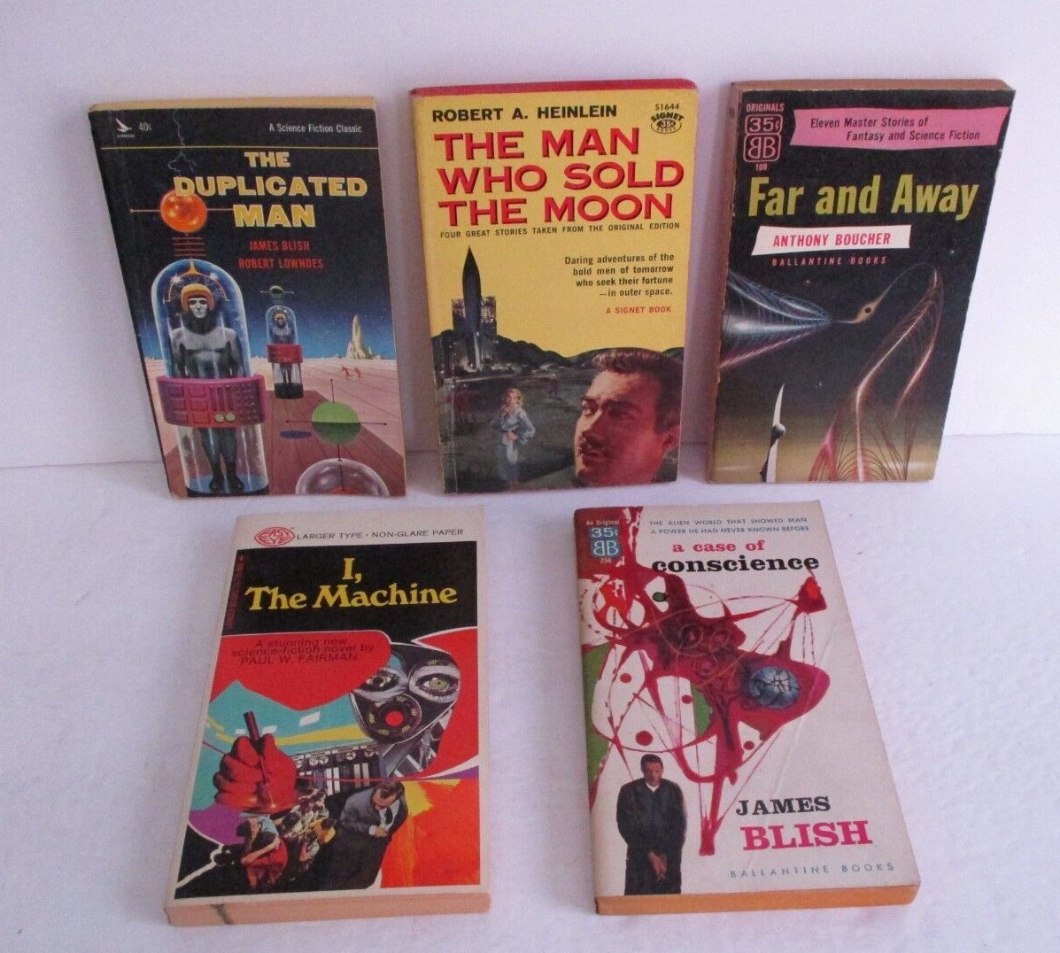 Lot of 5 Vintage Sci-Fi Pbks, Robert Heinlein, James Blish, Anthony Boucher