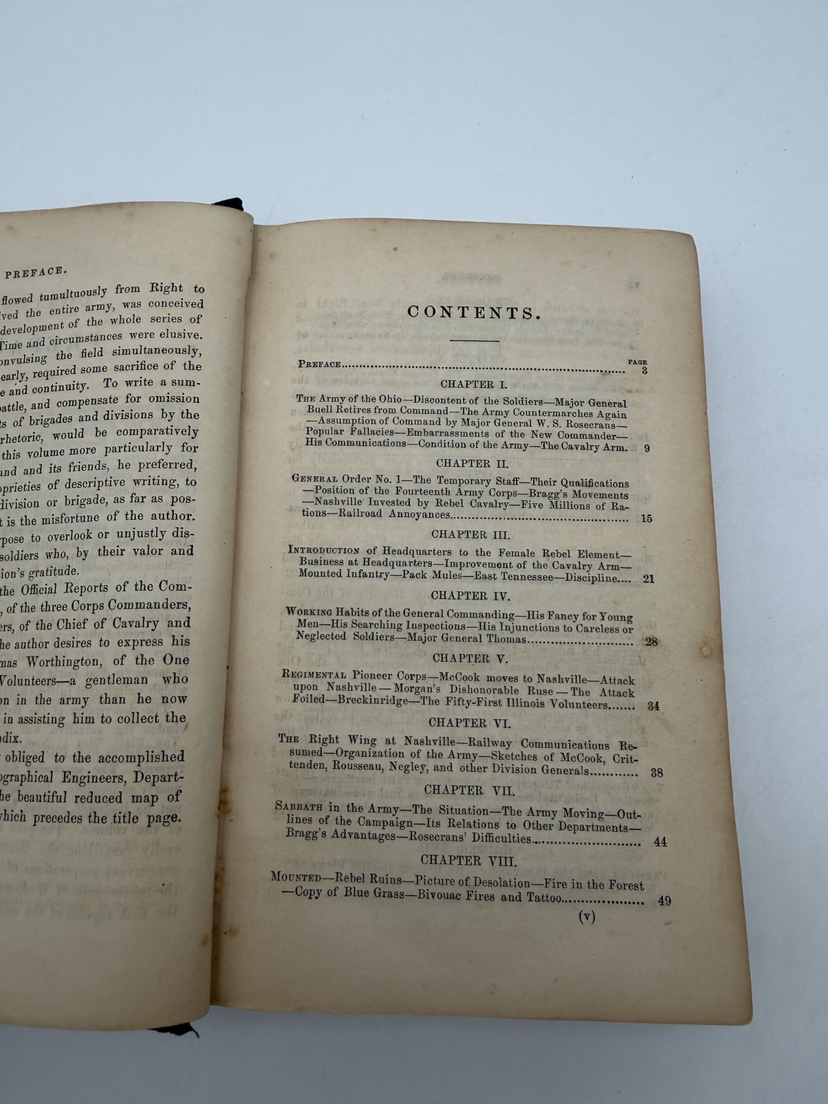 1863 Rosecrans Campaign 14th Army Corps Civil War Stone River Map 1st Ed