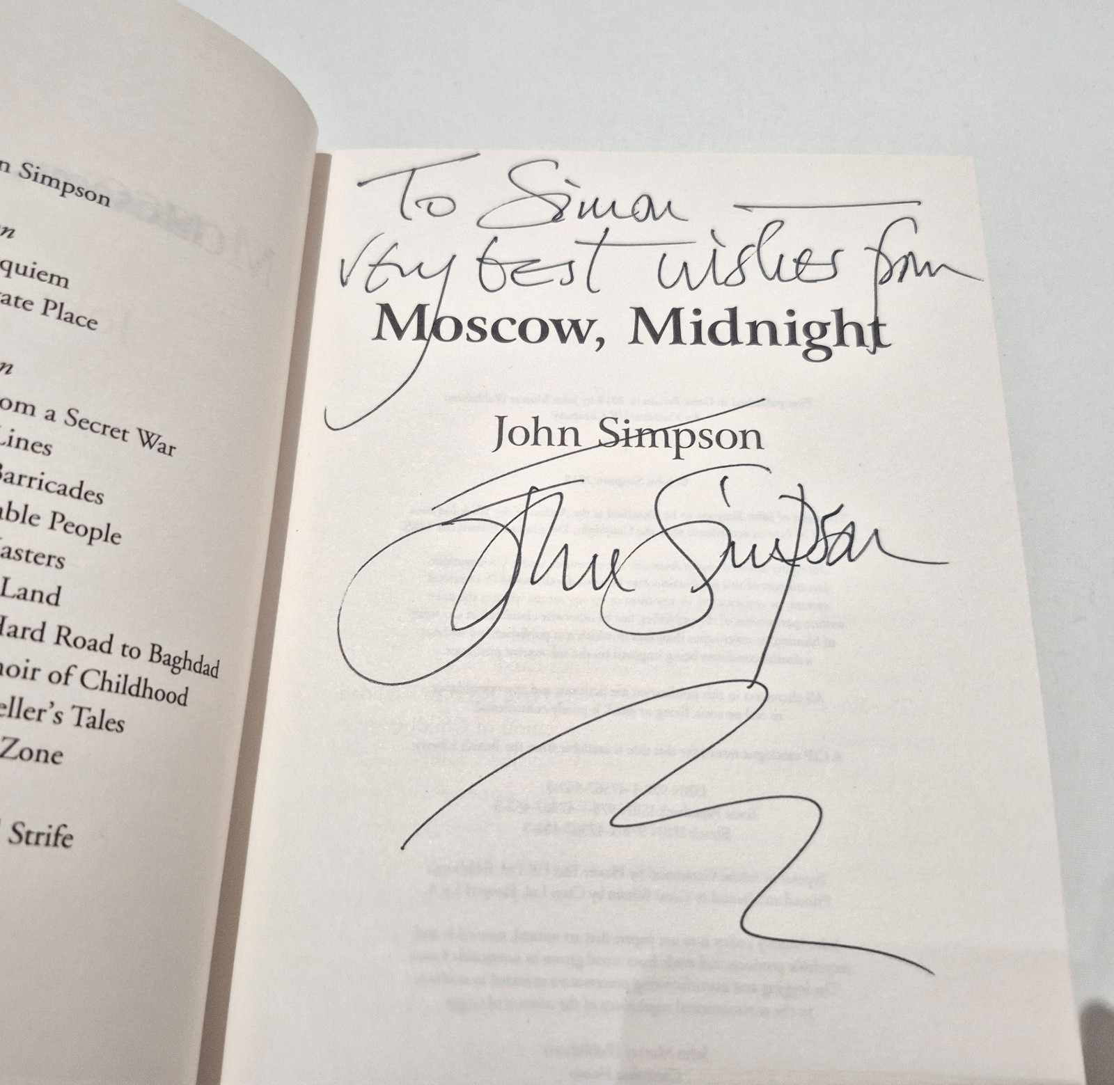 Moscow Midnight – SIGNED – John Simpson – 1st ed / 1st imp – Superb cond