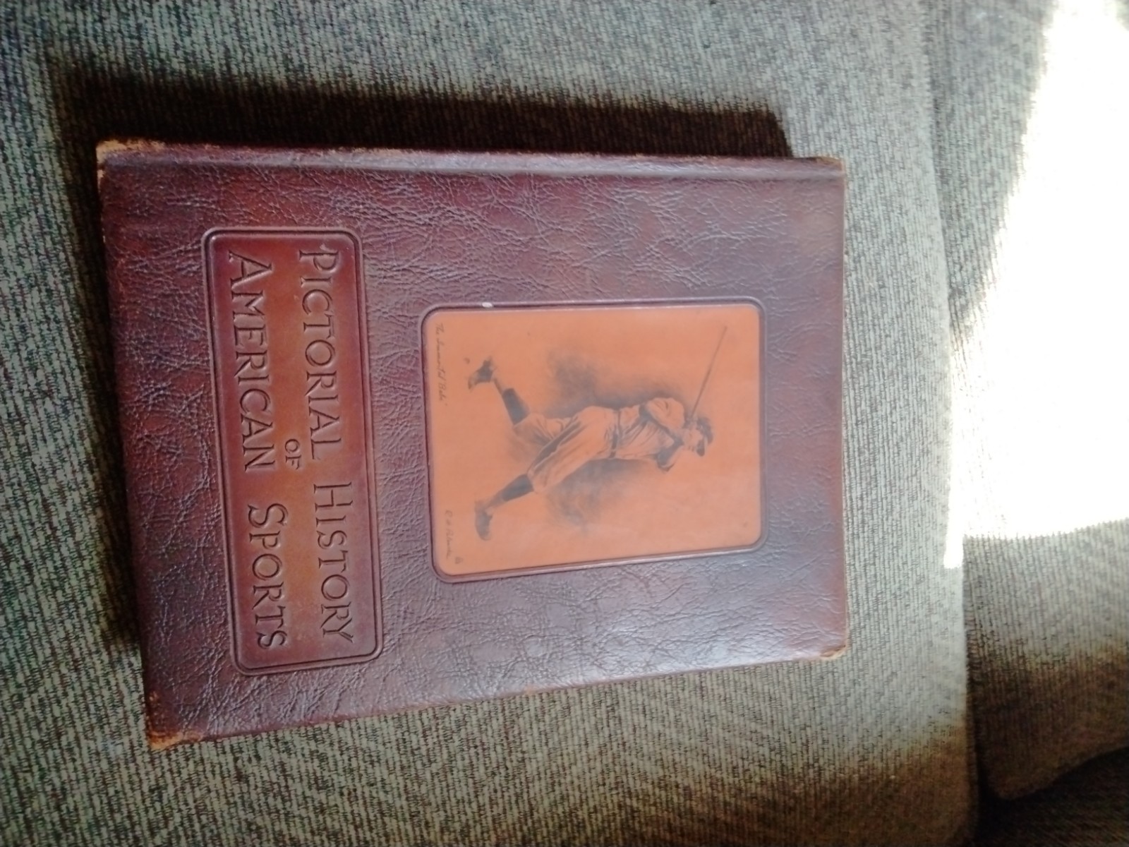 Vtg Pictorial History of American Sports Leather Book Durant Bettmann AS Barnes
