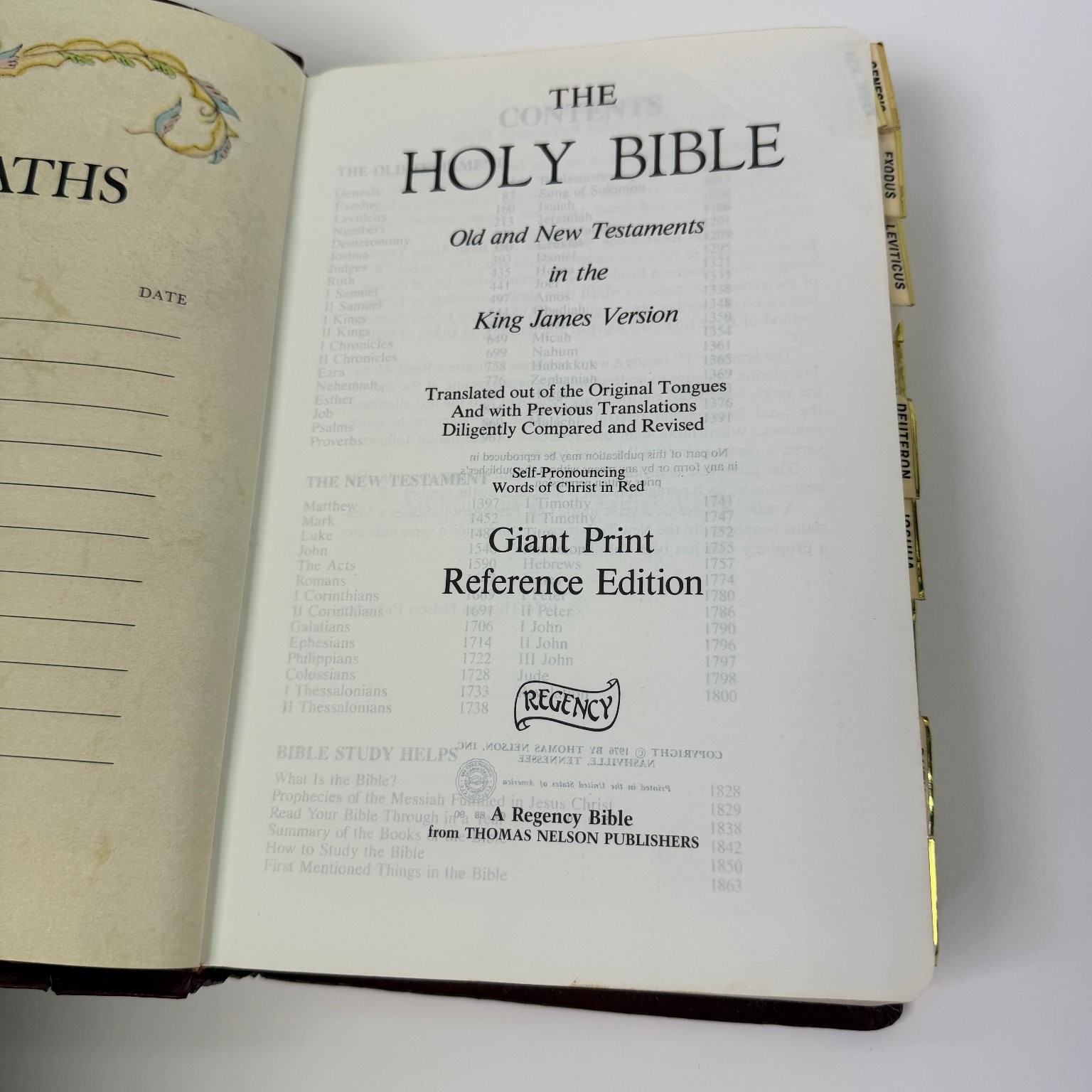 Holy Bible King James Version Giant Print Red Letter 1976 Indexed Concordance