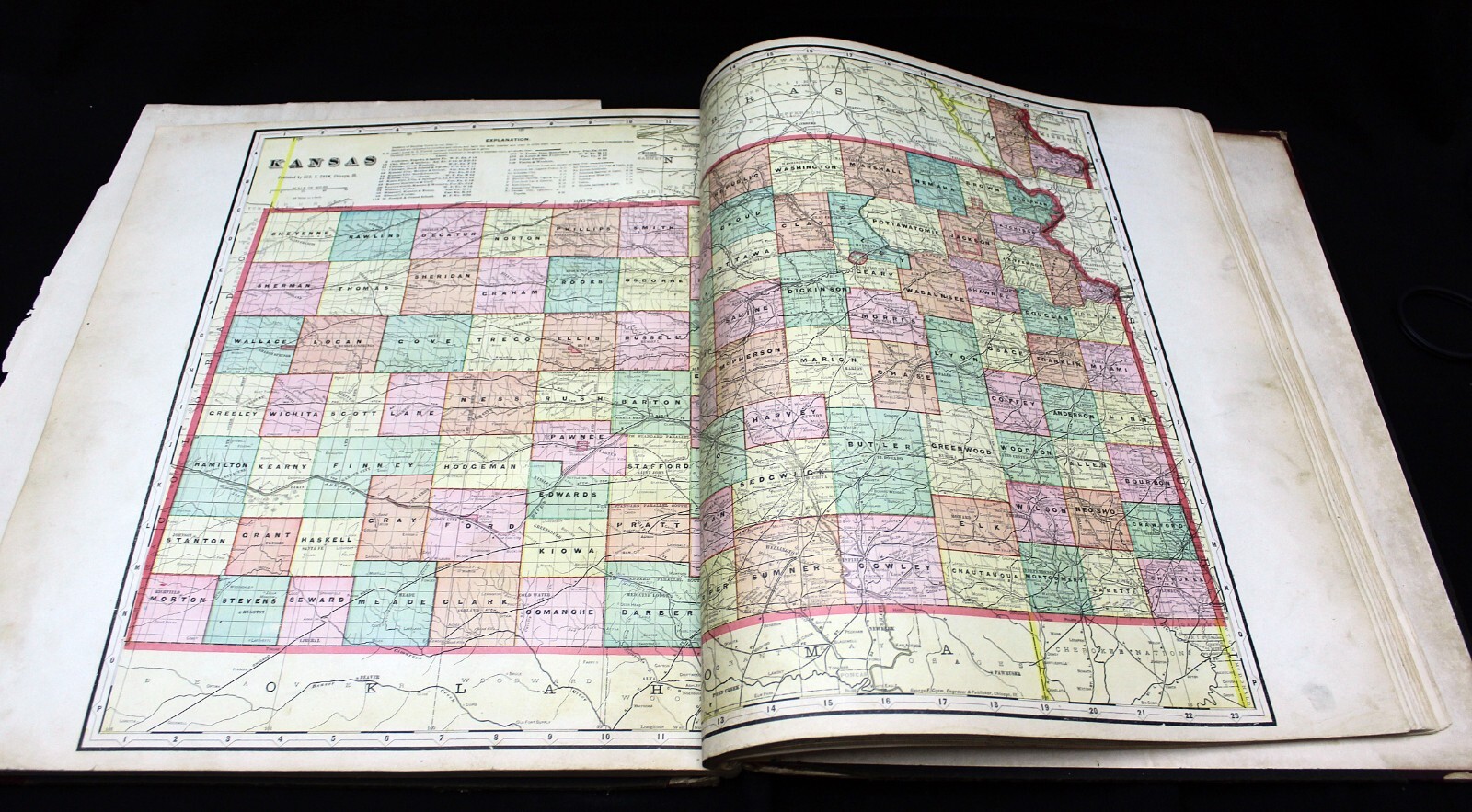 Standard Atlas of Jewell County Kansas 1908 Original Colored Maps RARE