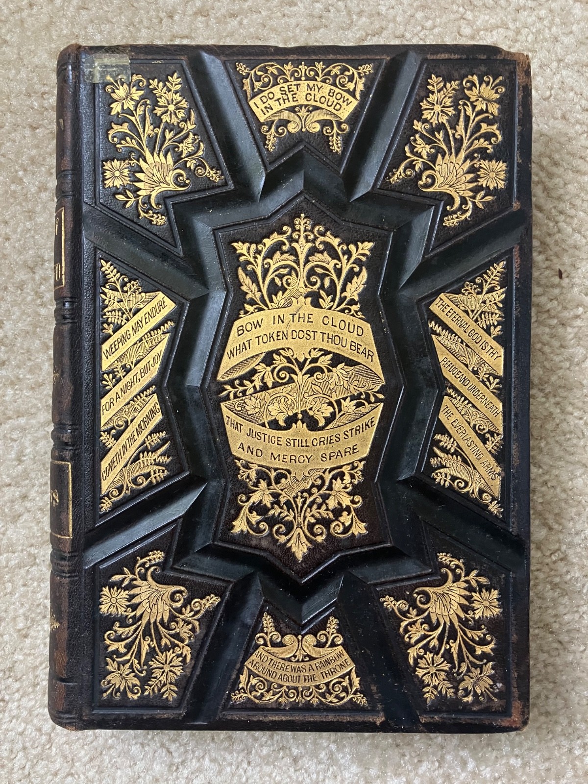 1871 The Bow in the Cloud Stevens Tooled Embossed Gilt Leather Illustrated Book