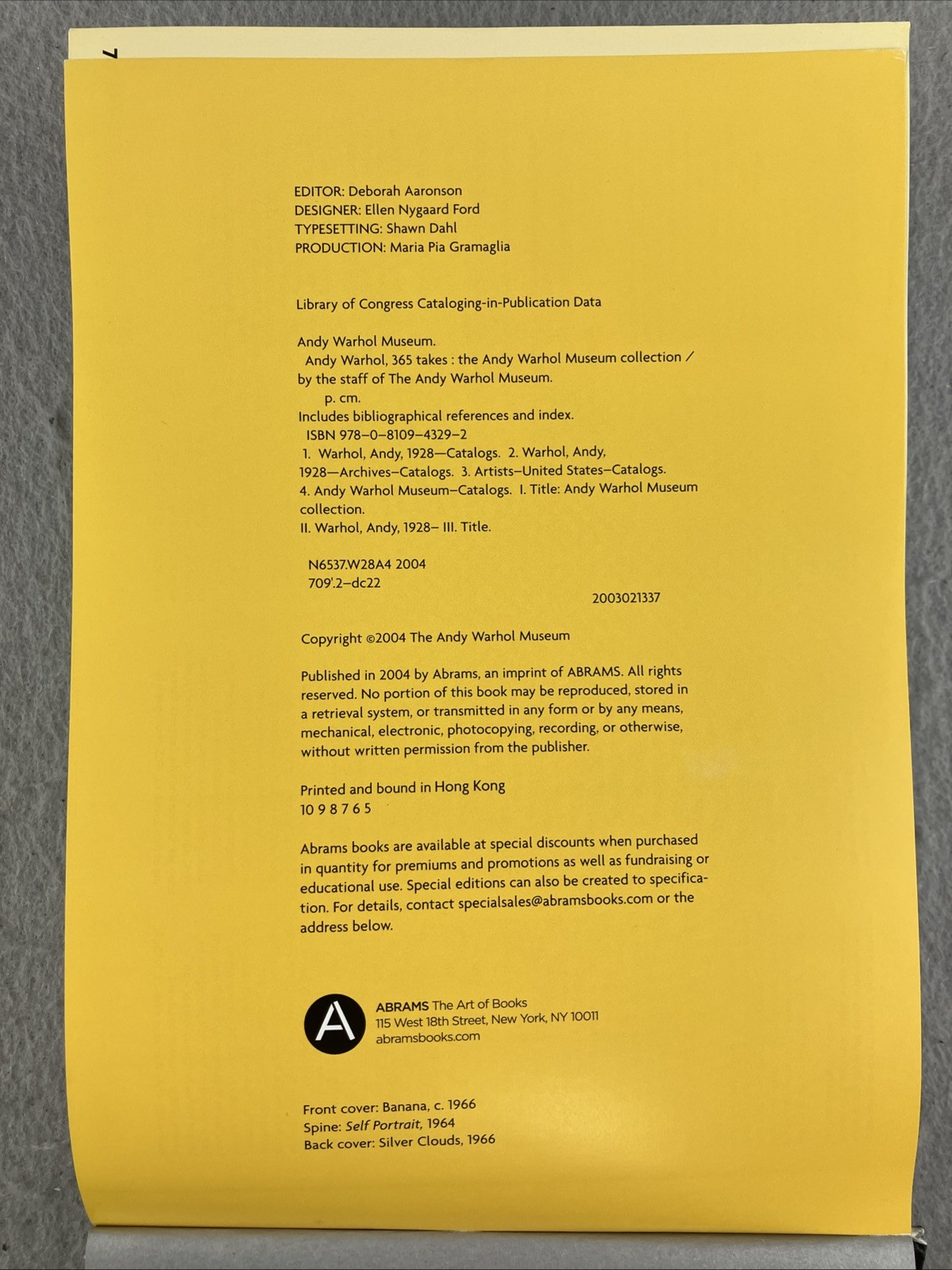 ANDY WARHOL: 365 TAKES: THE ANDY WARHOL MUSEUM COLLECTION ART Photography