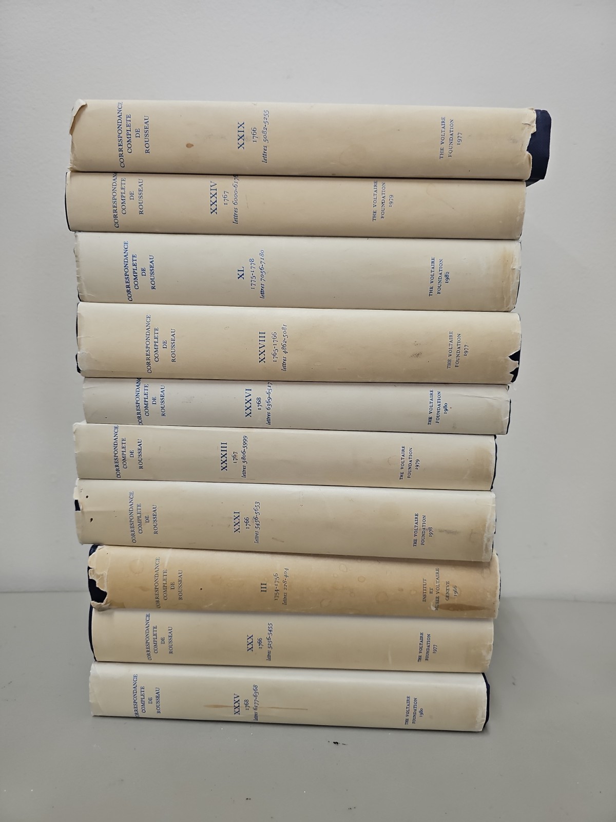 Lot Of CORRESPONDENCE Complete JEAN JACQUES ROUSSEAU Books