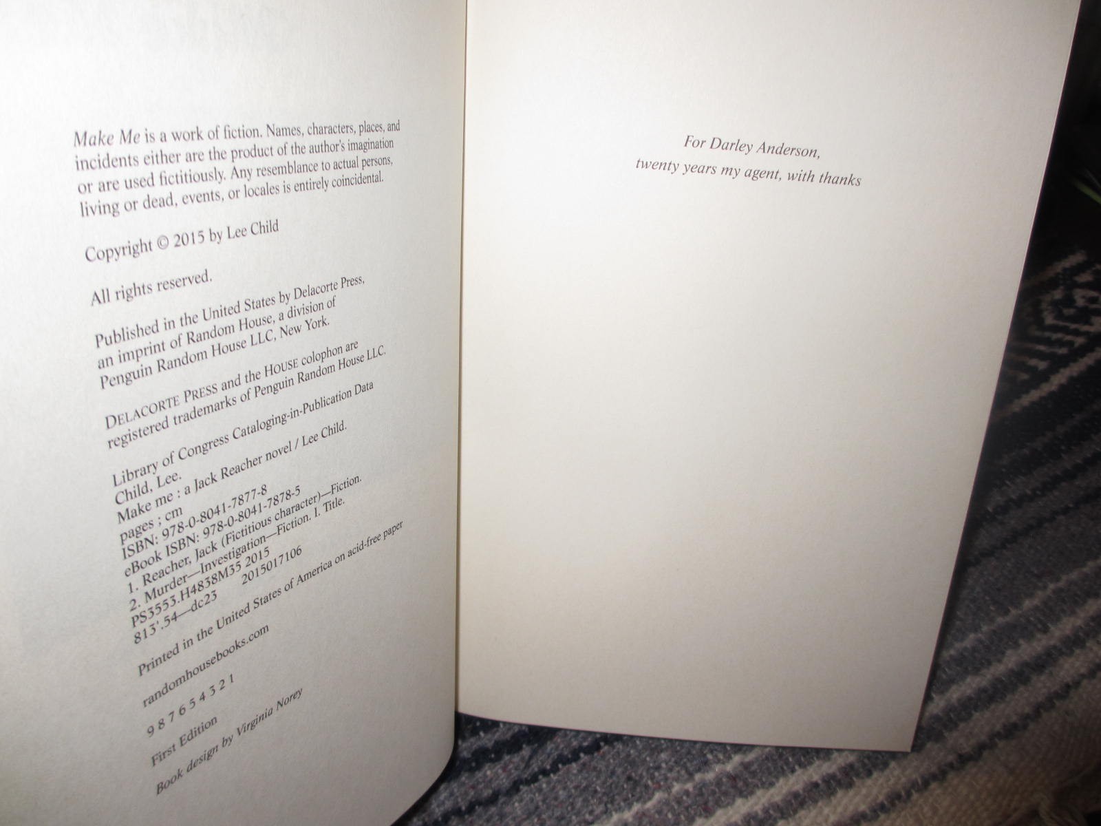 Make Me: Lee Child, Signed Hardcover; 1st/1st Edition [ A Jack Reacher Novel ]