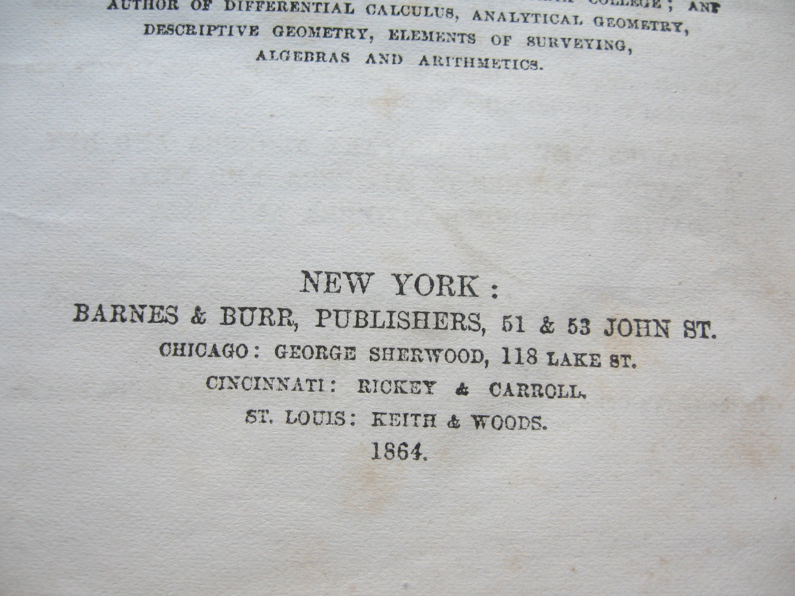 1864 Practical Arithmetic by Charles Davies, Leather Over Spine