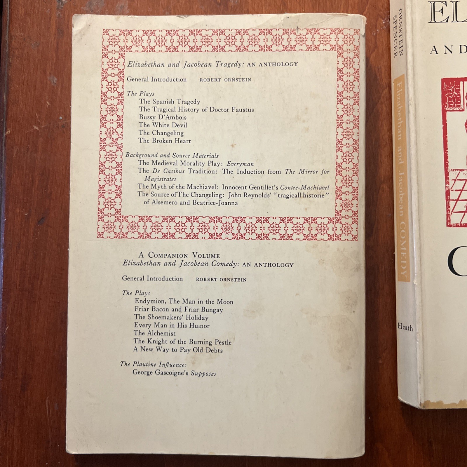 Elizabethan & Jacobean, comedy /Tragedy, Ornstein-Spencer 1964