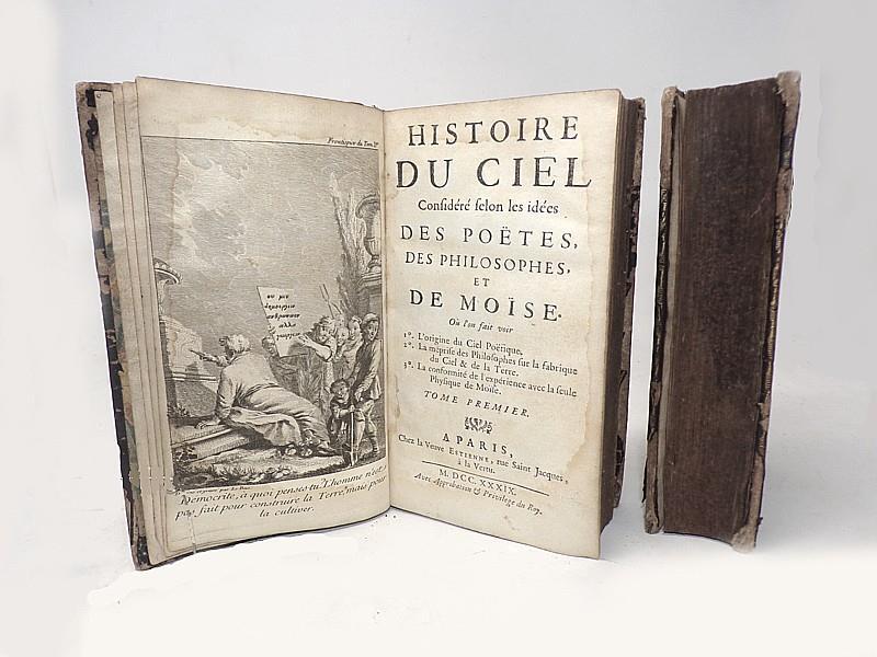 HISTOIRE DU CIEL – 1739 – 2 VOLUMES – ILLUSTRATED – ABBÉ PLUCHE – LEATHER