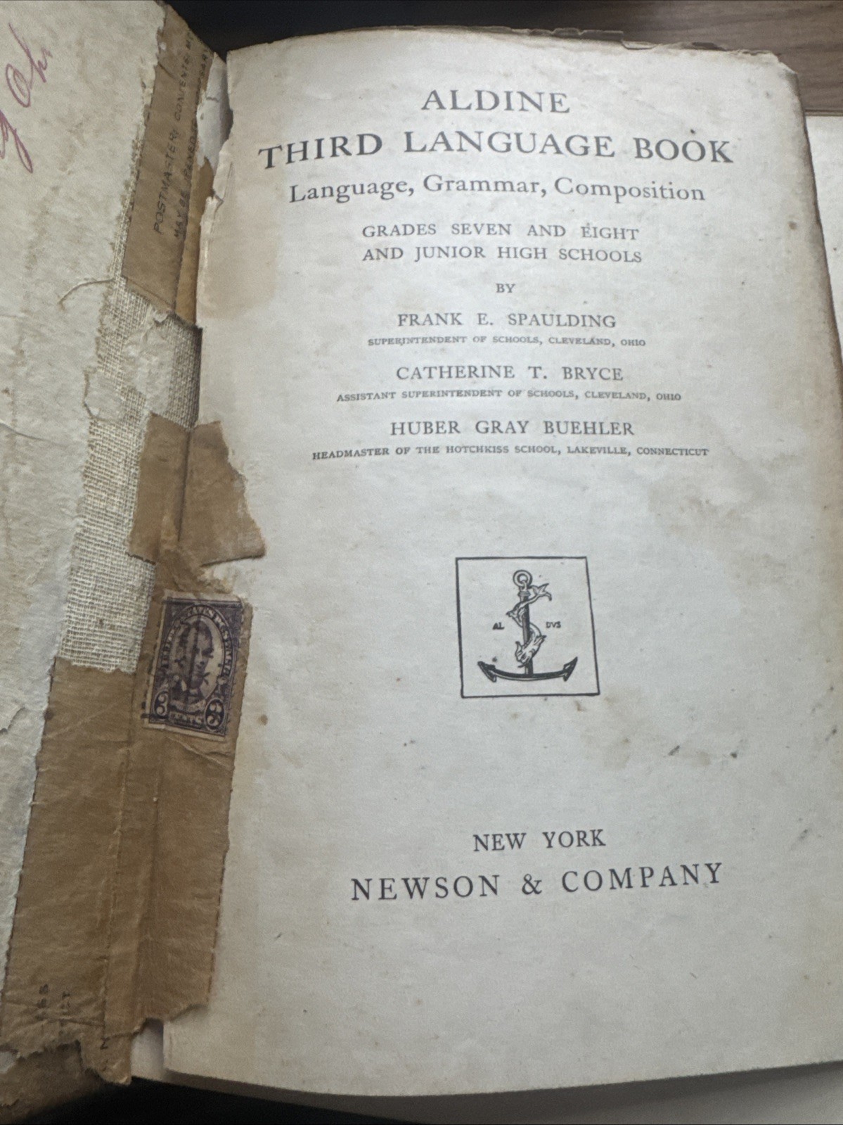 Antique Aldine Third Language Book (English Grammar Text) 1917 Spaulding et al