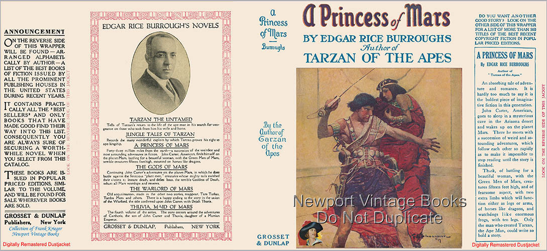 Edgar Rice Burroughs A PRINCESS OF MARS (1917) Grosset Remastered Jacket