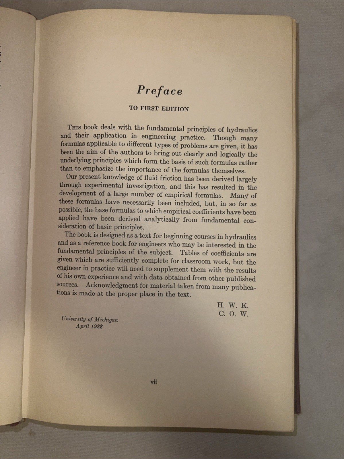 1956 Antique John Wiley & Sons Engineering Book „Hydraulics“ Fifth Edition