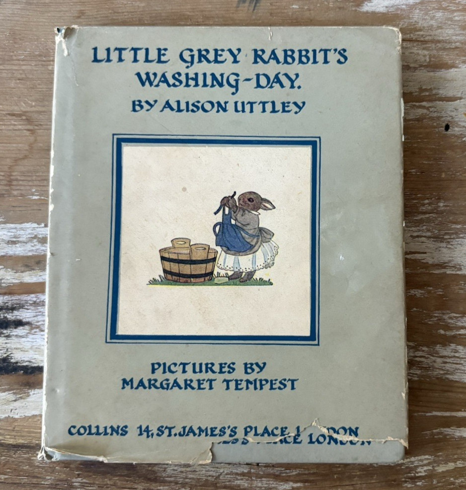 Vintage childrens book Little Grey Rabbits Washing Day Uttley Tempest illus 1957