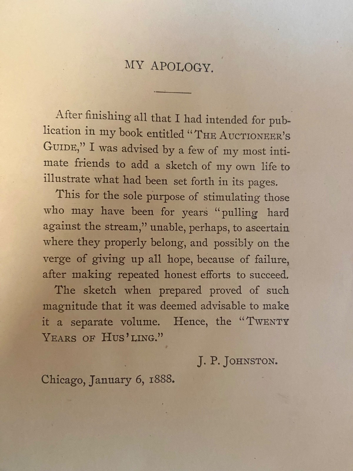 1888 Twenty Years of Husling J.P. Johnston 1st Ed W.W. Denslow Illustrated