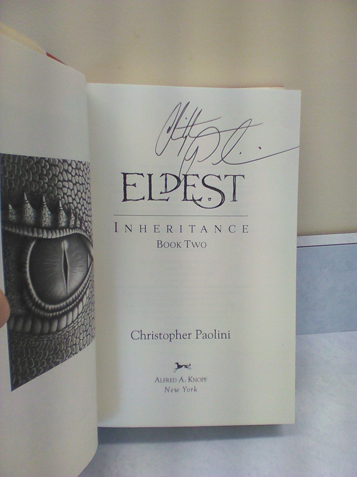 Eldest Inheritance Book Two by Christopher Paolini 2005 signed.