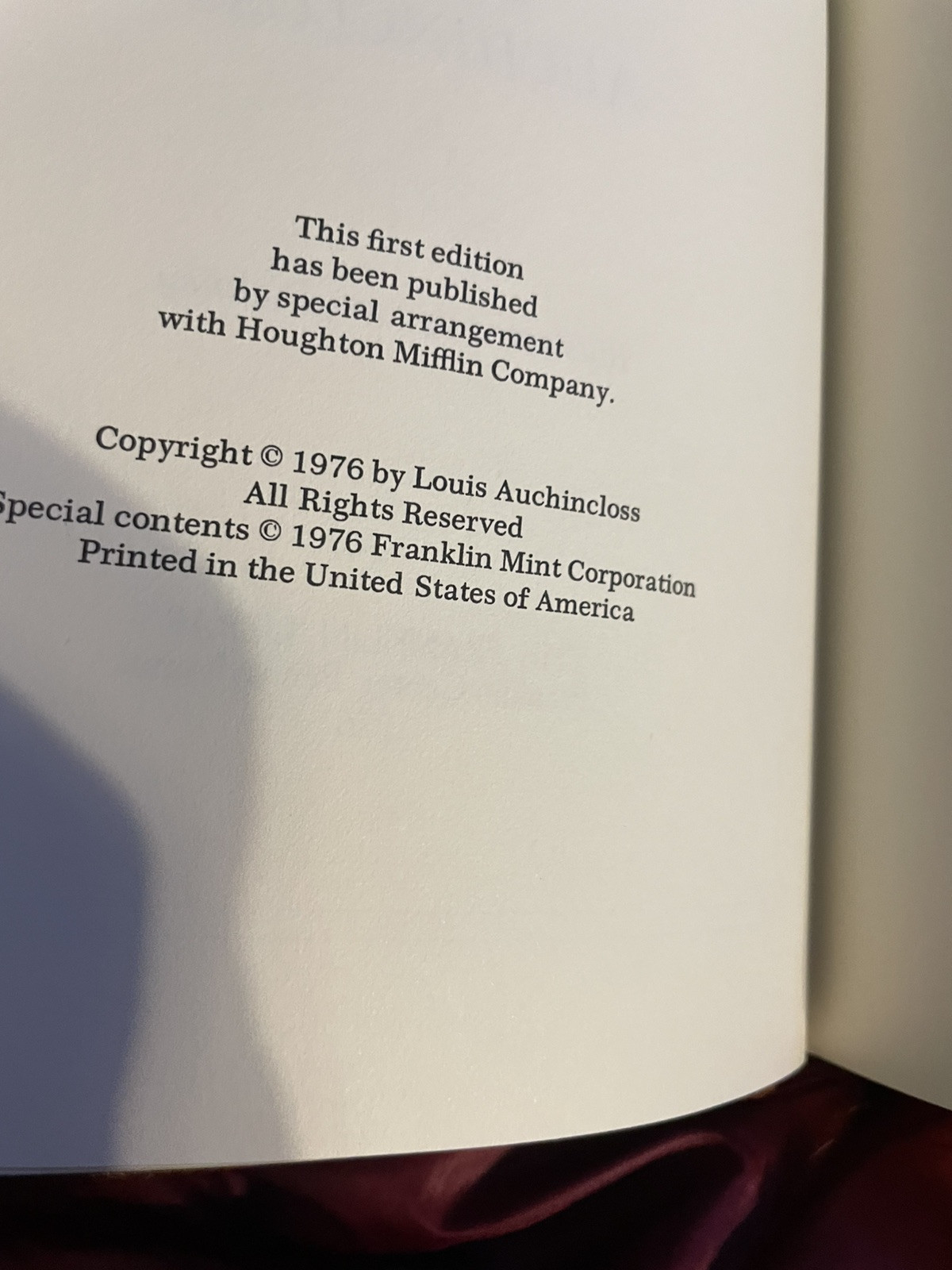 Vtg Louis Auchincloss THE WINTHROP COVENANT Franklin Library 1976