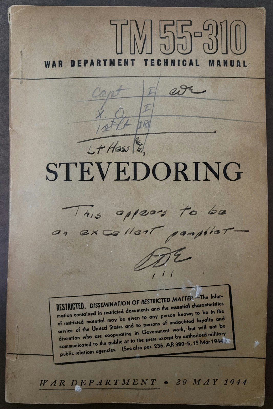 Stevedoring TM55-310 War Department Technical Manual