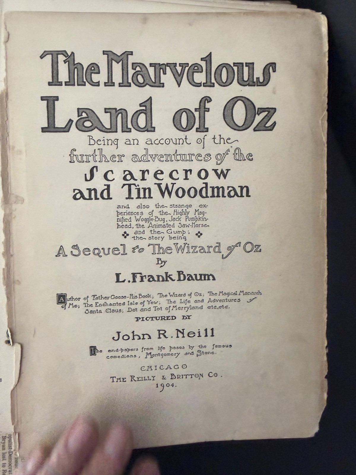 The Marvelous Land of Oz – L. Frank Baum – 1st Edition 2nd Printing (1904)