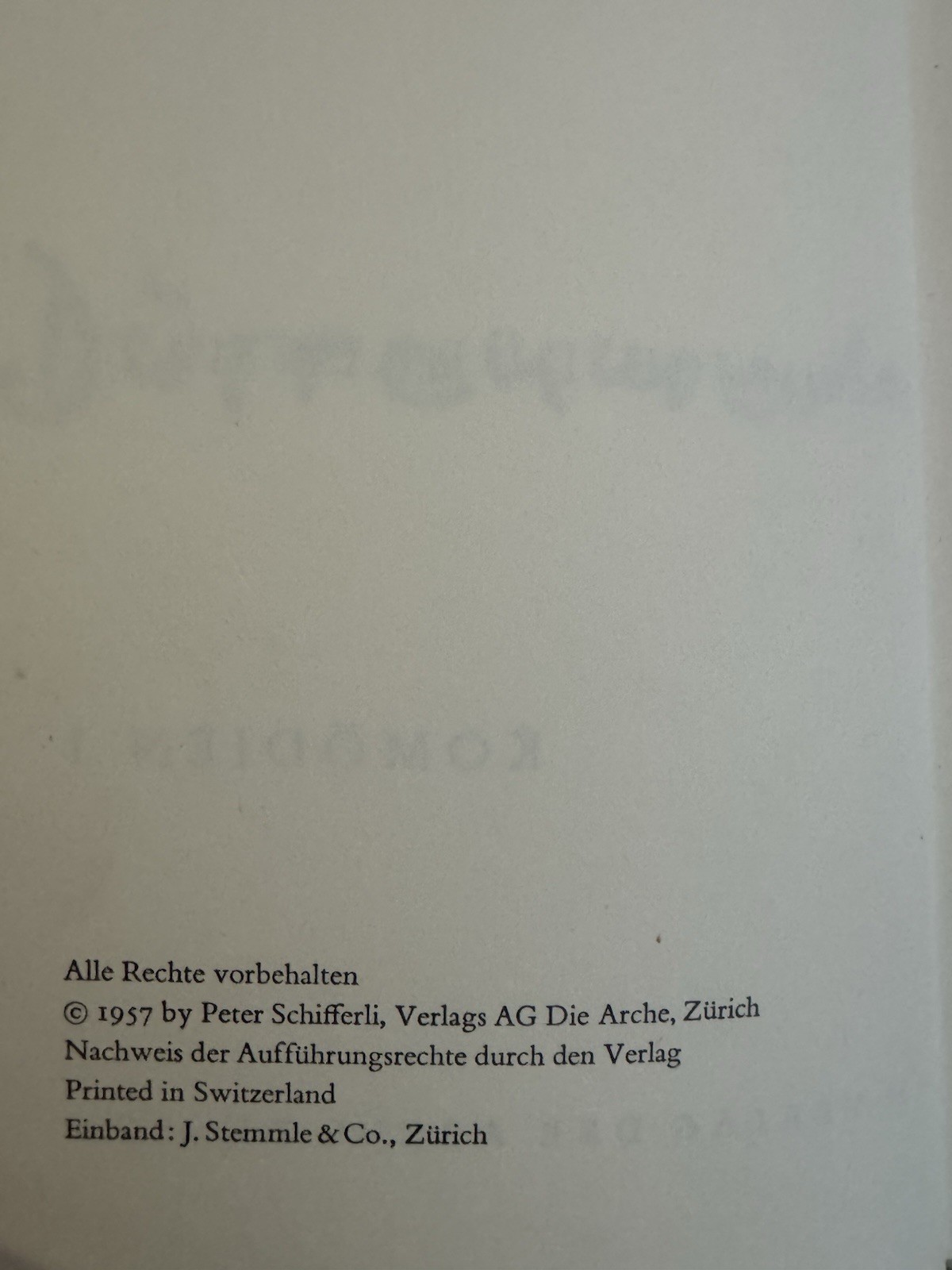 Signed Friedrich Dürrenmatt Komödien I 1957 HC German Die Arche Zürich